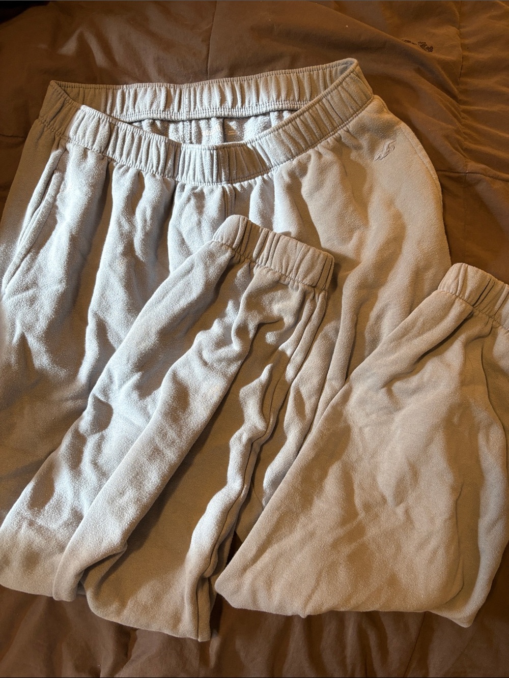 Hollister Light Blue Fleece Joggers - Pull-On Waist